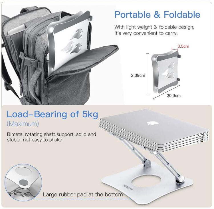 Ergonomic Height Adjustable Portable Laptop & Tablet Riser Stand