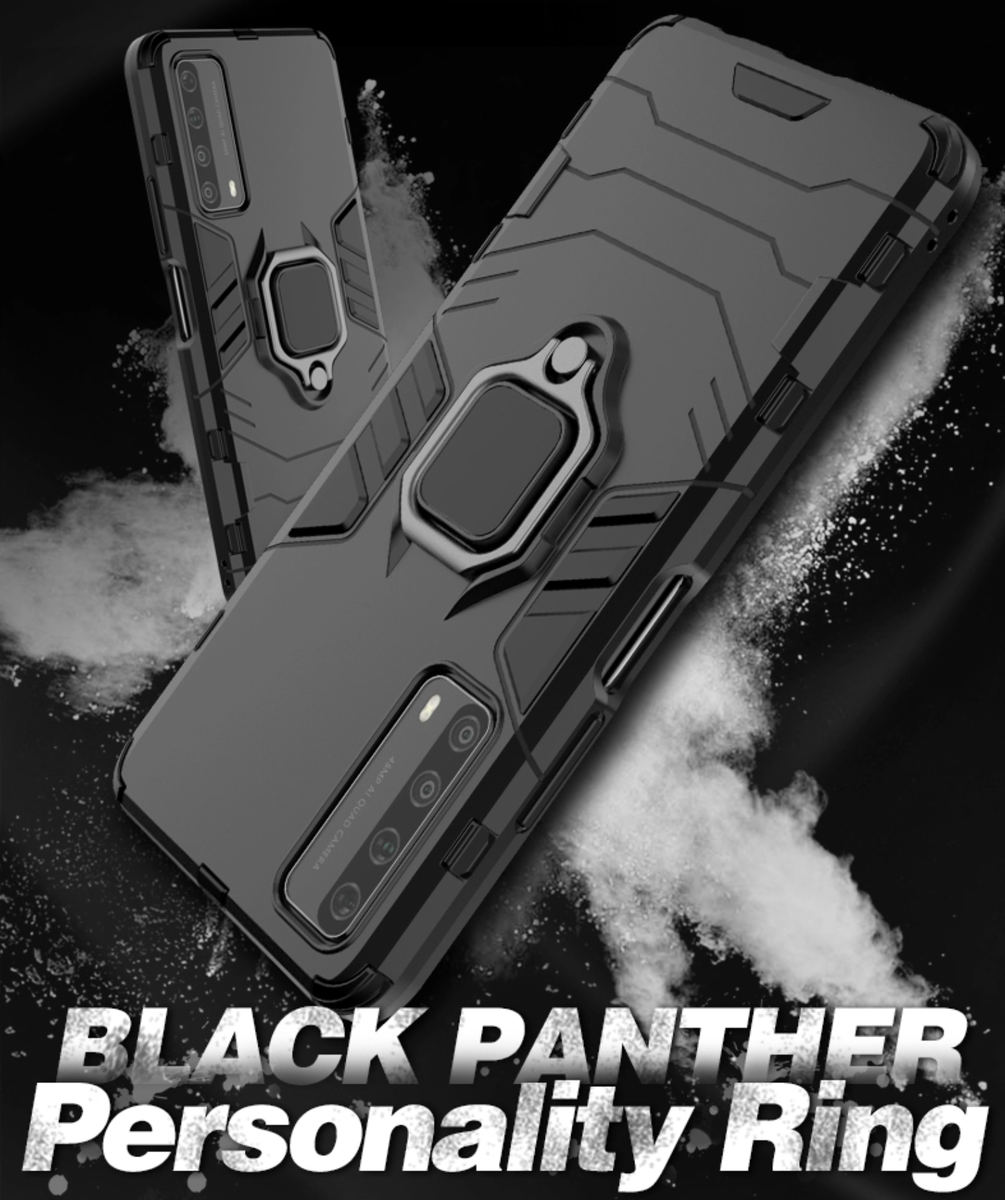 CellTime™ Huawei P Smart 2021 Shockproof Black Panther Magnetic Ring Stand Cover