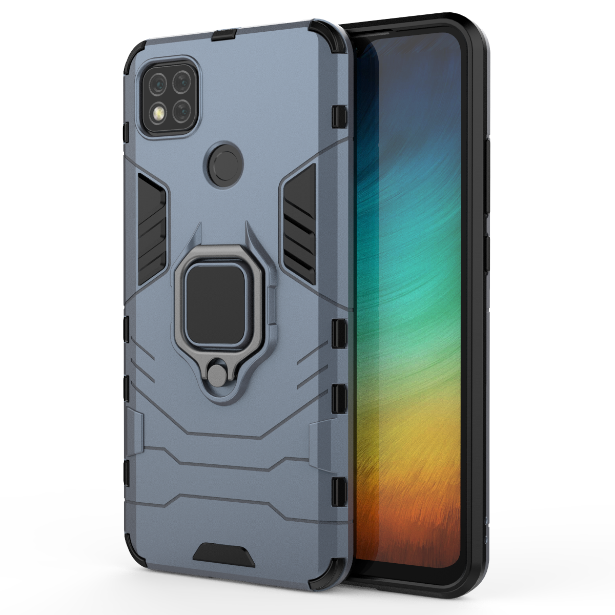 CellTime Xiaomi Redmi 9C Shockproof Black Panther Magnetic Ring Stand Cover