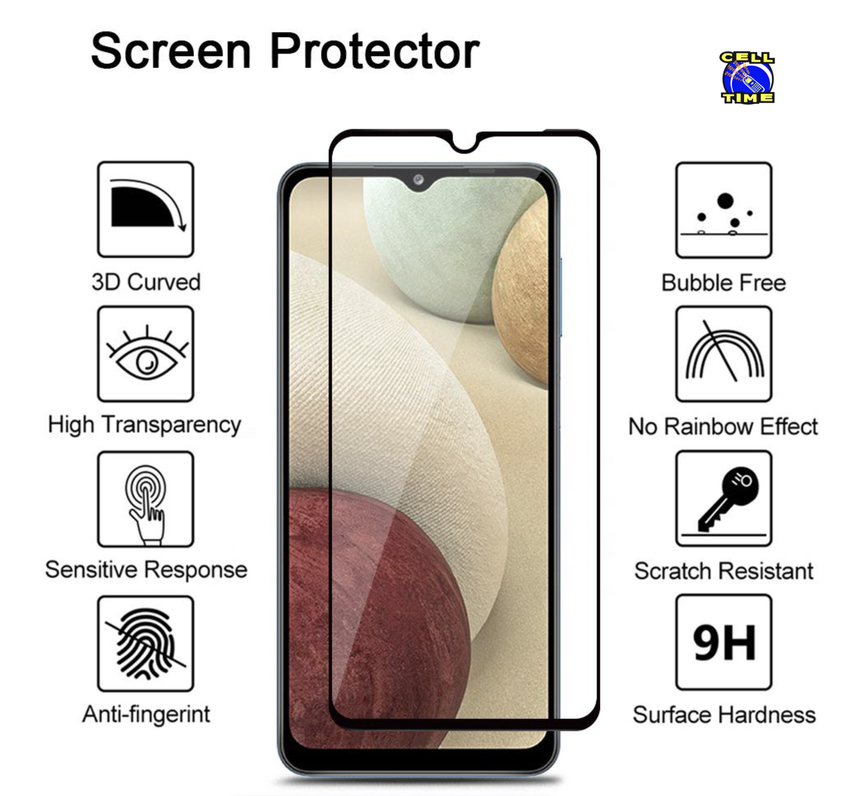 A03 Panel Protection Full Tempered Glass Screen Guard For Galaxy A03